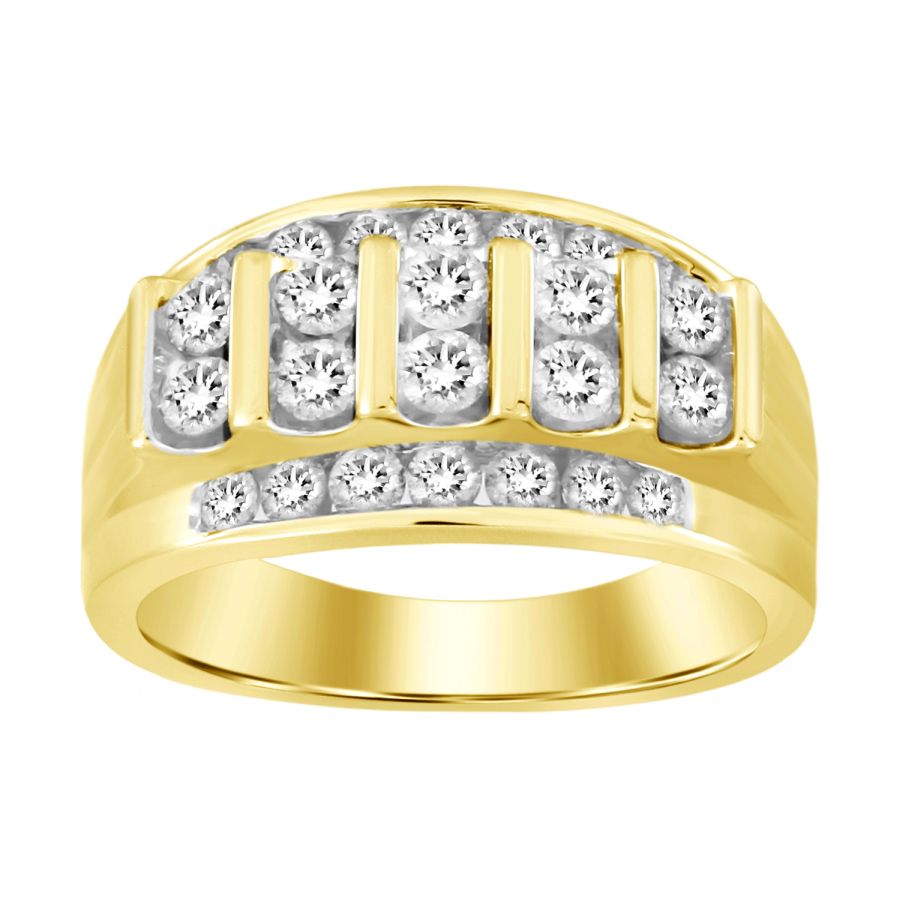 MEN'S BAND 1.50CT ROUND DIAMOND 14K YELLOW GOLD