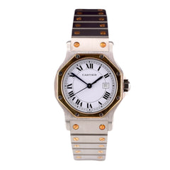 Cartier Santos Octagon 30mm 2 Tone Yellow Gold & Stainless Steel Watch 2966