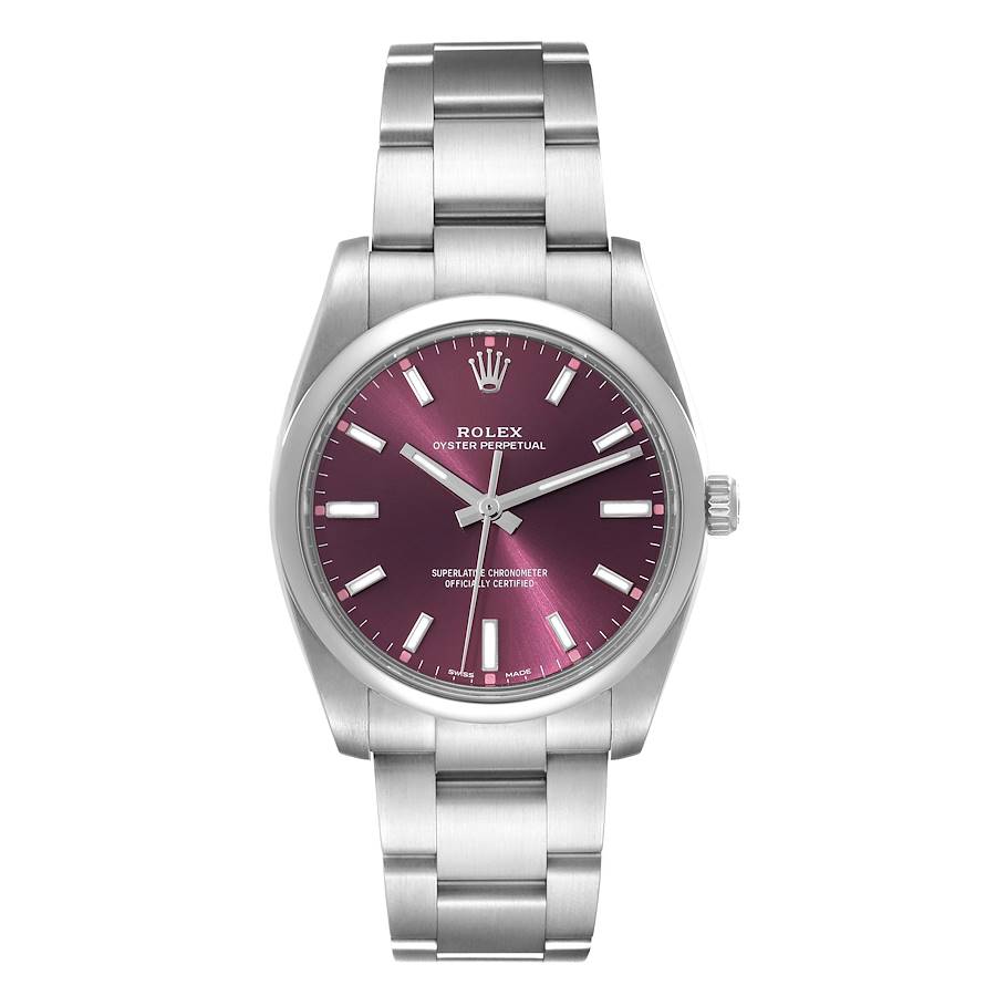 Rolex Oyster Perpetual 34mm Grape Dial Oyster Stainless Steel Watch 114200