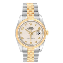 Rolex Datejust 36mm 2 Tone 18k Yellow Gold & Stainless Steel  Fluted Bezel Anniversary Dial Jubilee Watch 116233