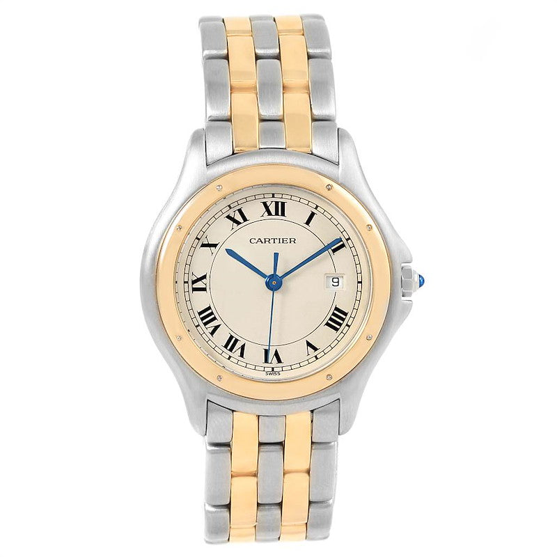 Cartier Panthere Cougar 33mm 2T 18k Yellow Gold & Stainless Steel Silver Dial Watch 118000R