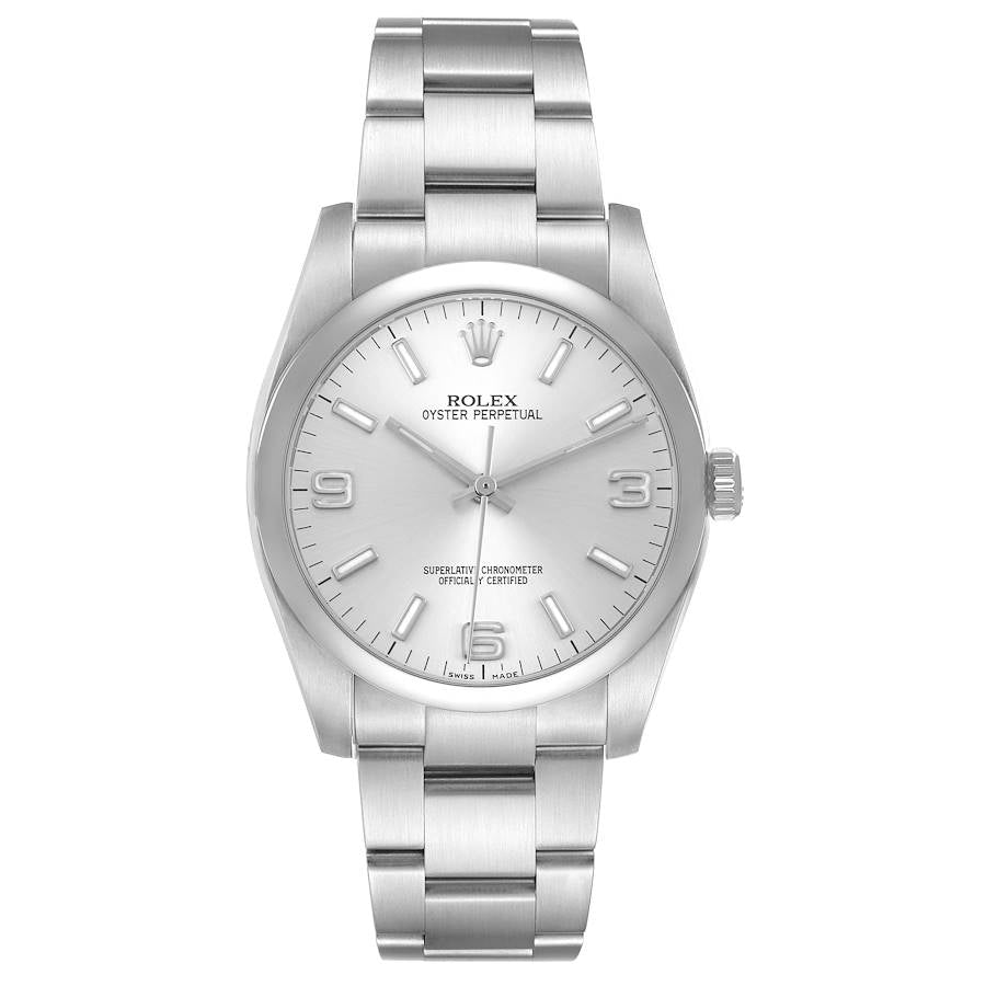 Rolex Oyster Perpetual 36mm Smooth Bezel Silver Dial Oyster Band Stainless Steel Watch 116000