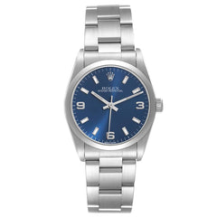 Rolex Oyster Perpetual 31mm Blue Dial Smooth Bezel Oyster Band Stainless Steel Watch 77080